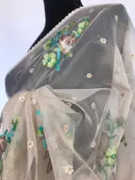 Cream Glass Tissue Silk Saree with Cute Birds Embroidery - Image 6