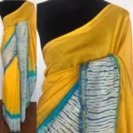 Yellow Chanderi Silk Saree with Shibori Prints