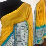 Yellow Chanderi Silk Saree with Shibori Prints - Image 2