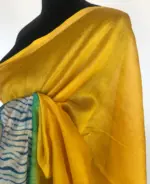 Yellow Chanderi Silk Saree with Shibori Prints - Image 6