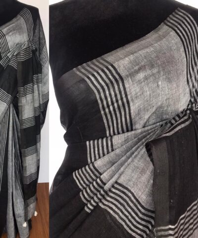Black Linen Saree
