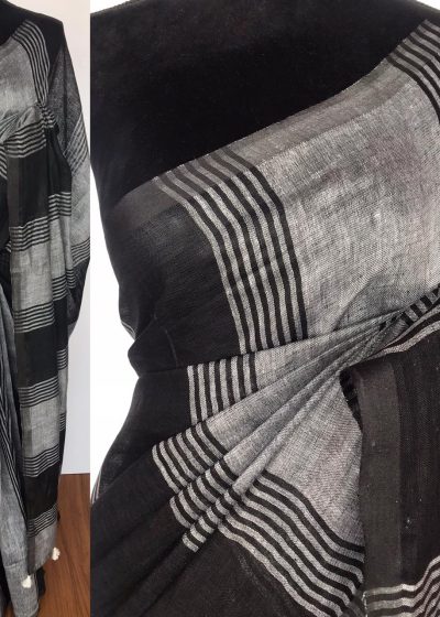 Black Linen Saree