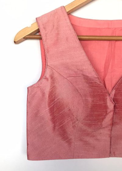 Baby pink Semi Raw Silk Blouse