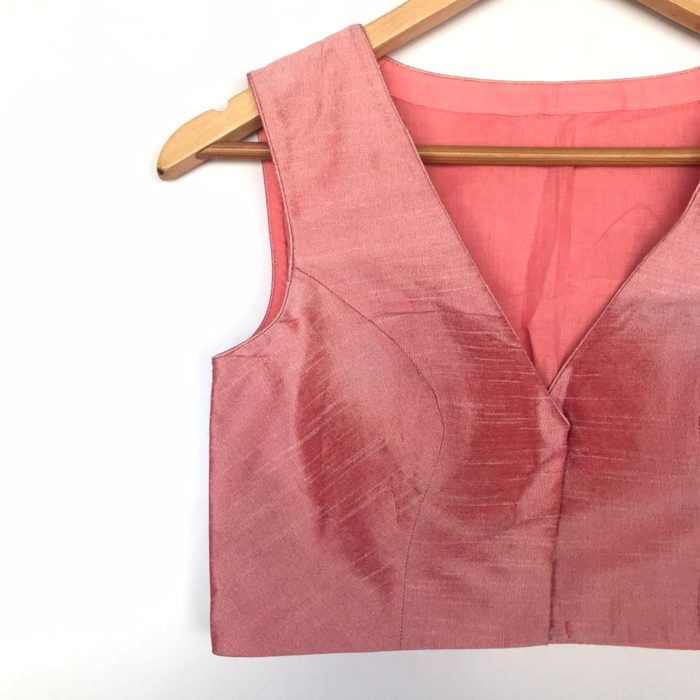 Baby pink Semi Raw Silk Blouse