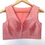 Carrot Pink Semi Raw Silk Blouse - Image 4