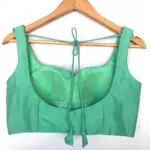 Teal Raw Silk Blouse - Image 4