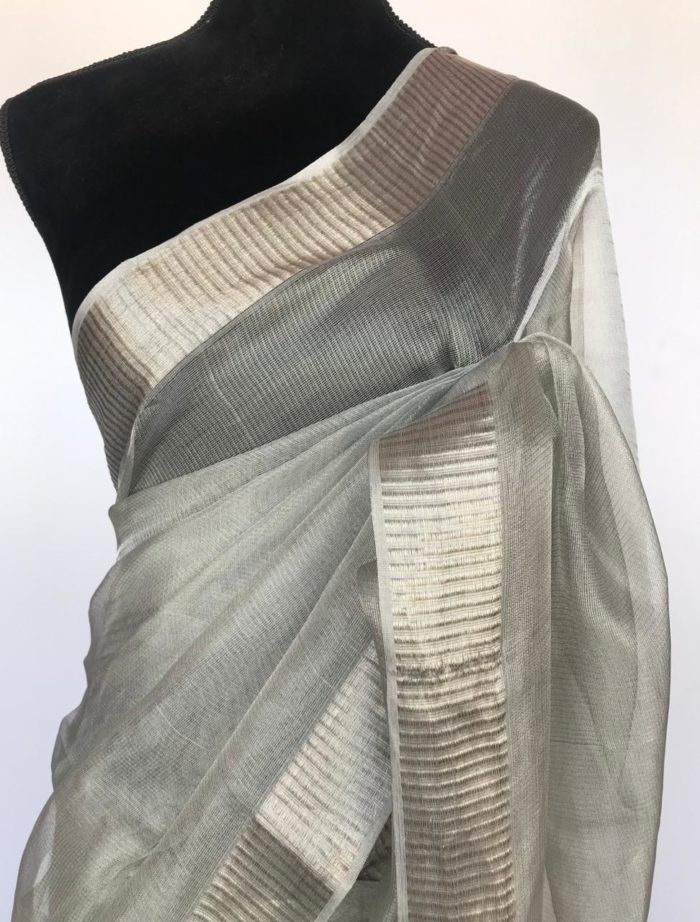 Silver Tissue Saree with Silver Zari Weaves