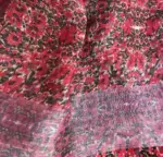 Pale White Handwoven Pure Linen Saree with Floral Prints - Image 8