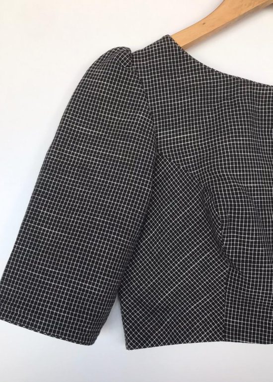 Black Chequered Cotton Blouse