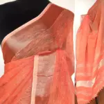 Peach Pure Linen Saree - Image 2