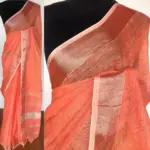Peach Pure Linen Saree