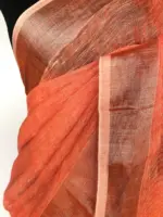 Peach Pure Linen Saree - Image 4