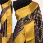 Navyblue Kora Silk Saree with Gold Zari Weaves