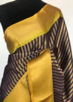 Navyblue Kora Silk Saree with Gold Zari Weaves - Image 4
