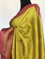 Neon Green Kora Silk Saree with Gold Zari Weaves - Image 5
