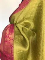 Neon Green Kora Silk Saree with Gold Zari Weaves - Image 6