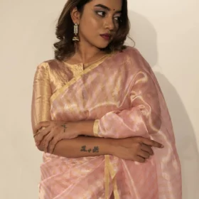Baby Pink Pure Tissue Silk Saree