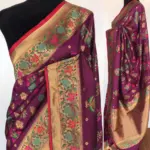 Magenta Pink Banarasi Silk Saree with Gold Zari and Meenakari Motifs - Image 2
