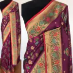 Magenta Pink Banarasi Silk Saree with Gold Zari and Meenakari Motifs
