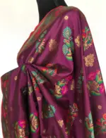 Magenta Pink Banarasi Silk Saree with Gold Zari and Meenakari Motifs - Image 3