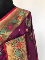 Magenta Pink Banarasi Silk Saree with Gold Zari and Meenakari Motifs - Image 6