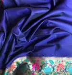 Navy Blue Pink Banarasi Silk Saree with Gold Zari and Meenakari Motifs - Image 8