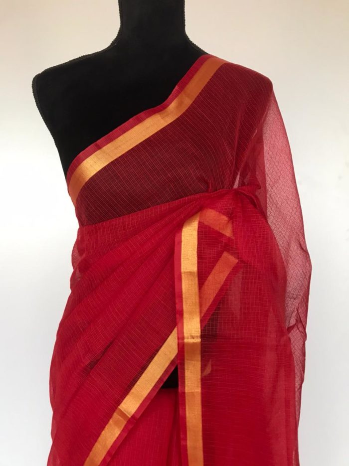 Red Kota Cotton Saree