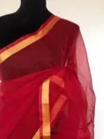 Red Kota Cotton Saree - Image 7