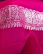 Eggplant Purple Pure Khaddi Banarasi Silk Saree in Chiffon woven in Silver Zari - Image 7