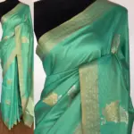 Sea Green Banarasi Silk Saree with Gold and Silver Zari Weaves