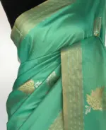 Sea Green Banarasi Silk Saree with Gold and Silver Zari Weaves - Image 4