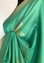 Sea Green Banarasi Silk Saree with Gold and Silver Zari Weaves - Image 6