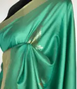 Sea Green Banarasi Silk Saree with Gold and Silver Zari Weaves - Image 7