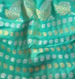 Sea Green Banarasi Silk Saree with Gold and Silver Zari Weaves - Image 8