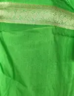 Green Banarasi Silk Saree in Semi Georgette with Antique Silver Zari Weaves - Image 7