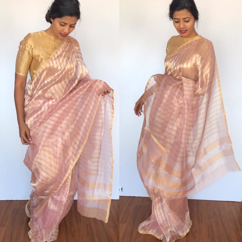 Luna Silk Cotton Saree - LTS166 Baby Pink & Red