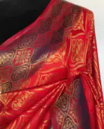 Red Banarasi Silk Saree with Antique Gold Zari Weaves - Image 5