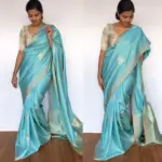 Baby Blue Banarasi Silk Saree with Gold and Silver Zari Weaves - Image 5