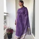 Purple Chiniya Silk Saree with Resham Zari Weaves
