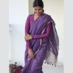 Purple Chiniya Silk Saree with Resham Zari Weaves - Image 3