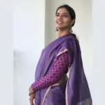 Purple Chiniya Silk Saree with Resham Zari Weaves - Image 5