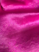 Pink Chiniya Silk Saree with Golden Zari Stripes - Image 5
