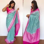 Blue Banarasi Silk Saree in Pure Khaddi Georgette - Image 2