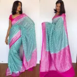 Blue Banarasi Silk Saree in Pure Khaddi Georgette - Image 3