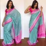 Blue Banarasi Silk Saree in Pure Khaddi Georgette - Image 4