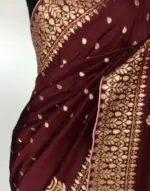 Brown Banarasi Silk Georgette Saree with Gotapatti Jaquard Weaves - Image 8