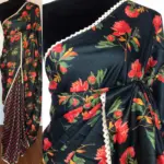 Dark Green Banarasi Silk Saree with Printed Florals