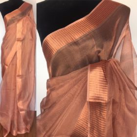 Copper Tissue Silk Saree with Copper Zari Weaves