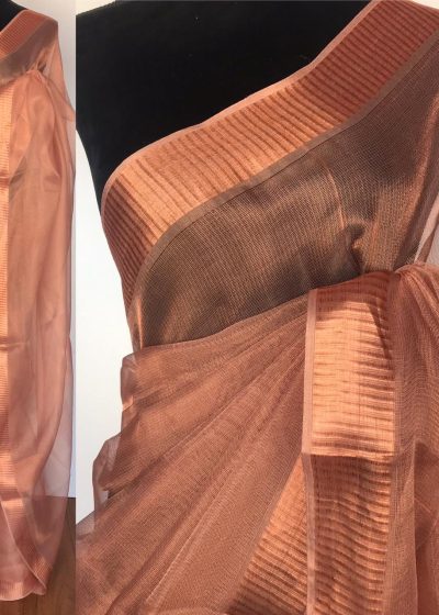 Copper Tissue Silk Saree with Copper Zari Weaves