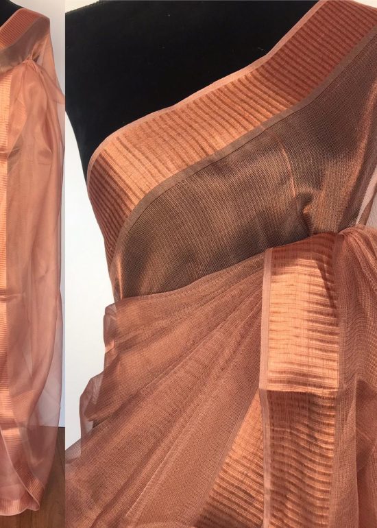 Copper Tissue Silk Saree with Copper Zari Weaves